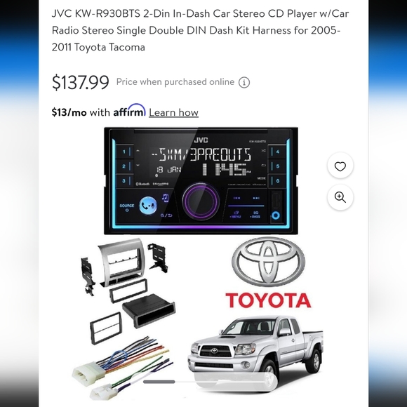 JVC KW-R93OBTS 2-Din In-Dash Car Stereo CD Player - Picture 2 of 5